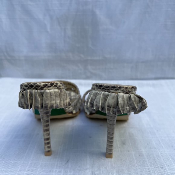 Lisa For Donald J. Pliner NWOT Snake Skin Open Toe High Heel Cream & Black 6½M - Picture 6 of 10